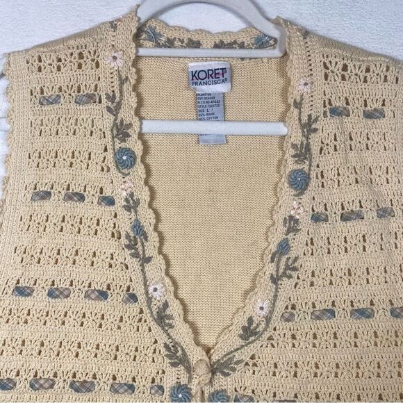Koret Francisca Knit/Crochet Vintage Button Vest Size Large - Picture 5 of 10